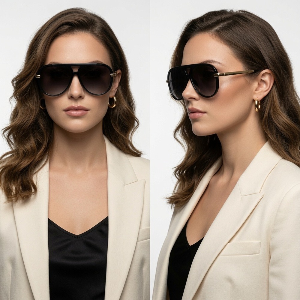 Women Sunglasses Black Lens Designer Inspired Streetwear Baddie Glam Retro Cyber